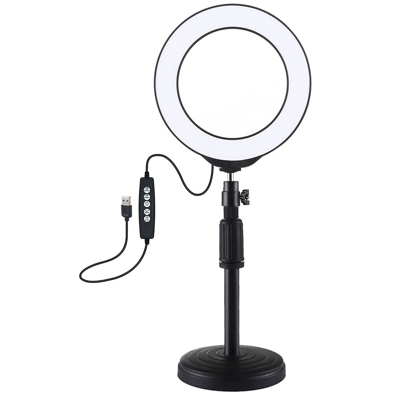 Кольцевая USB RGBW LED лампа Puluz PKT3047B 6.2" + настольное крепление
