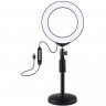 Кольцевая USB RGBW LED лампа Puluz PKT3047B 6.2" + настольное крепление
