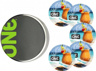 Презервативи One Flavor Waves Тропічний коктейль блакитні 5 шт у кейсі