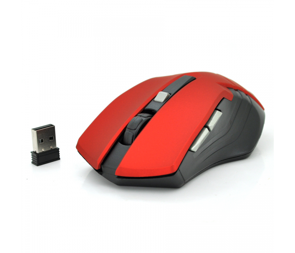 Мышь беспроводная MICE E-2310, 6 кнопок, 800/1200/1600 DPI, 2.4Ghz 10м, Win7/8/10 Mac OS, 2*AAA, Red, COLOR BOX, Q60