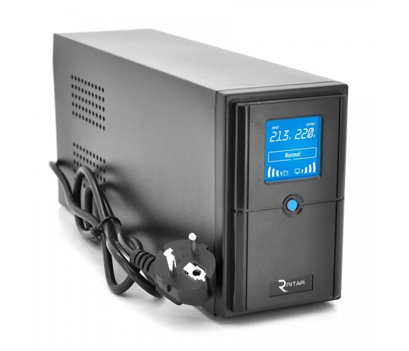 ИБП Ritar E-RTM800 (480W) ELF-D, LCD, AVR, 2st, 2xSCHUKO socket, 1x12V9Ah, metal Case Q4 (370*130*210) 5,8кг (310*85*140)